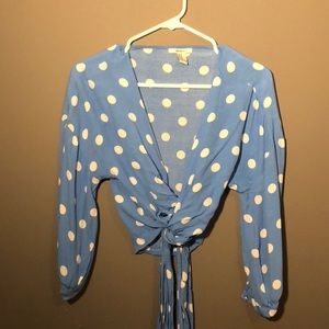 Forever21 blue polka dot shirt size M